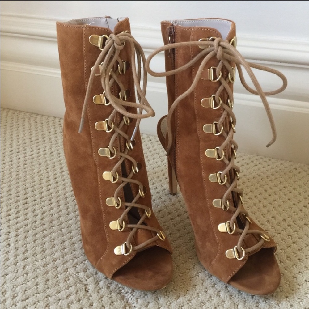 Steve Madden Suede Peep Toe Ankle Boots